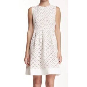 Eliza J Dress Size 4 White Ivory Lace Lined In Nude Satin Sleeveless Fit & Flare
